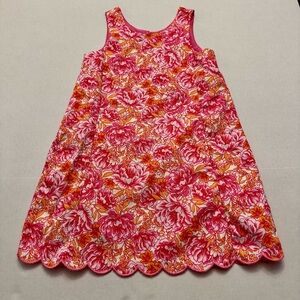 Tommy Bahama Girls Sleeveless A-line Shift Dress Floral Pink Orange Size Seven